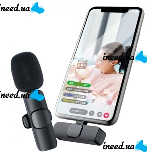 Беспроводной петличный микрофон K8 Plus с Type-C для смартфона с прищепкой на одежду, Петличка с шумоподавлением всенаправленный для блогера