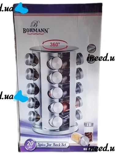 Спецовница карусель для специй Bohmann BH-7862 20 емкостей на вращающейся подставке, Органайзер баночки для приправ Carousel MAG-728 на 20 отсеков