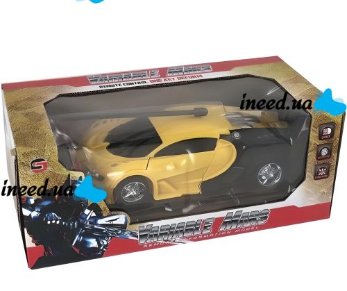 Children's Transformer Bugatti Robot Car 889-19 Radio-controlled Bugatti Robot Car on the Remote Control with Light and Sound for Children Yellow