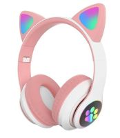 Детские беспроводные наушники с кошачьими ушками с подсветкой CAT STN-28 Bluetooth светящиеся кошачьи ушки