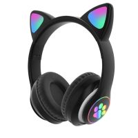 Детские беспроводные наушники с кошачьими ушками с подсветкой CAT STN-28 Bluetooth светящиеся кошачьи ушки
