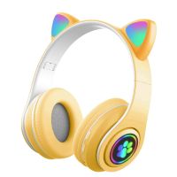 Детские беспроводные наушники с кошачьими ушками с подсветкой CAT STN-28 Bluetooth светящиеся кошачьи ушки