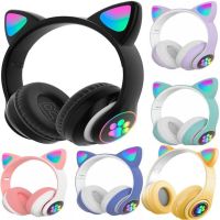 Детские беспроводные наушники с кошачьими ушками с подсветкой CAT STN-28 Bluetooth светящиеся кошачьи ушки