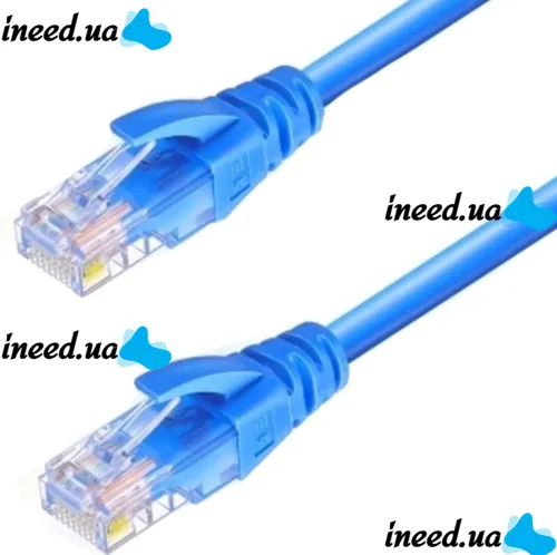 Високошвидкісний мережевий LAN кабель патч корд UTP Cat5e 25 метрів RJ - 45 для підключення до комп'ютера Інтернету, комутаційний ethernet шнур Синій