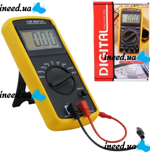 Універсальний цифровий мультиметр Digital CM 9601a, високоточний тестер вимірювач ємності і конденсаторів DT-9601A з похилим дисплеєм і опорою
