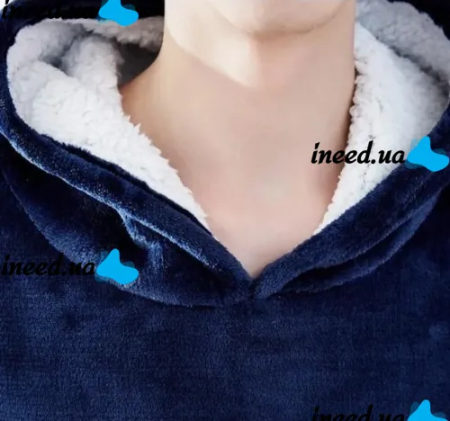 Толстовка-плед с капюшоном Huggle Hoodie Ultra Plush Blanket 2в1 унисекс оверсайз толстовка худи плюшевый плед с рукавами на флисе 74Х110 см Синяя