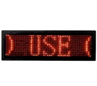 Электронный светодиодный LED бейджик UKC B1248 Red с бегущей красной строкой Бегущая строка бейдж 92x39мм с лед подсветкой от аккумулятора Черный