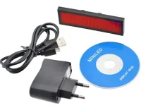 Электронный светодиодный LED бейджик UKC B1248 Red с бегущей красной строкой Бегущая строка бейдж 92x39мм с лед подсветкой от аккумулятора Черный