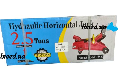 Автомобільний гідравлічний підкатний домкрат Forte Jack S295 до 2.5 тонн, горизонтальний підйомник FJ565 до 2500 кг 125х320мм для машини червоний