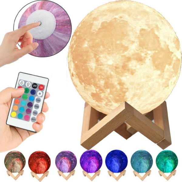 Desktop Large Lamp UFT Magic 3D Moon Light Lamp 15 cm, Rechargeable Lamp Month, Night Light Moon RGB