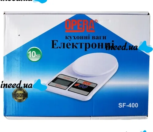 Electronic Table Scales from 1g to 7 kg SF-400, Kitchen Scales with LED Display with Round Platform for Weighing Products White