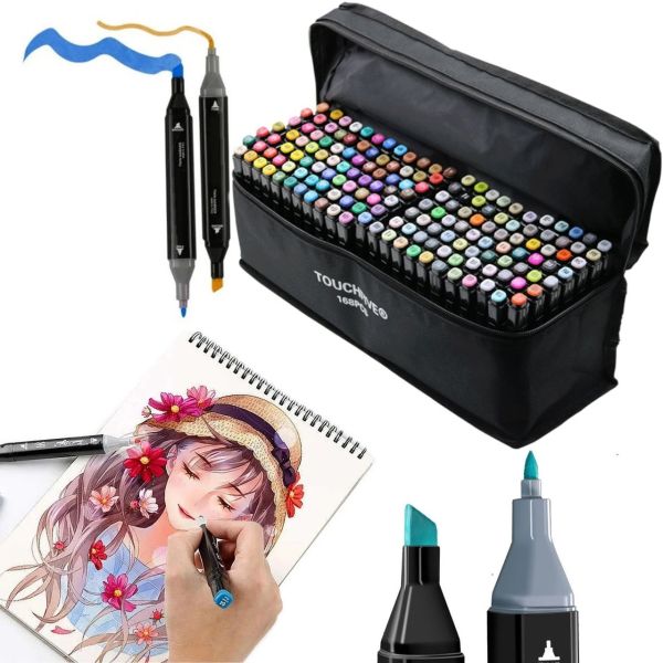 Touch Raven TR-168 Colors Professional Set of double-sided Sketch Markers for alcohol-based Drawing, Markers 168 pcs