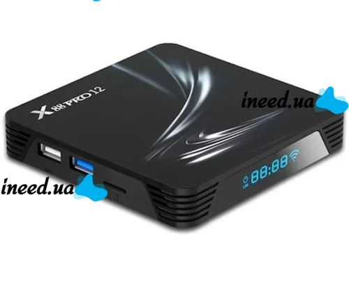Смарт приставка для телевизора с пультом X88 Pro 12 DDR 4G eMMC128G, Медиаплеер Android 12, Цифровая ТВ приставка со встроенным Wifi модулем Черная