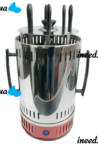 Domotec MS-7783 1000W vertical electric kebab maker for 6 skewers, Tabletop electric kebab maker for home with removable tray Red