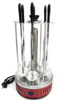 Domotec MS-7783 1000W vertical electric kebab maker for 6 skewers, Tabletop electric kebab maker for home with removable tray Red