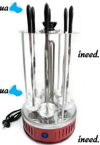 Domotec MS-7783 1000W vertical electric kebab maker for 6 skewers, Tabletop electric kebab maker for home with removable tray Red