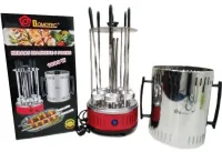 Domotec MS-7783 1000W vertical electric kebab maker for 6 skewers, Tabletop electric kebab maker for home with removable tray Red