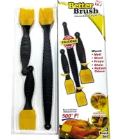 Набір кондитерських силіконових кистей Better Brush з 3 штук з пластиковою ручкою для змазування їжі, випічки, кулінарні пензлики для кухні Жовті
