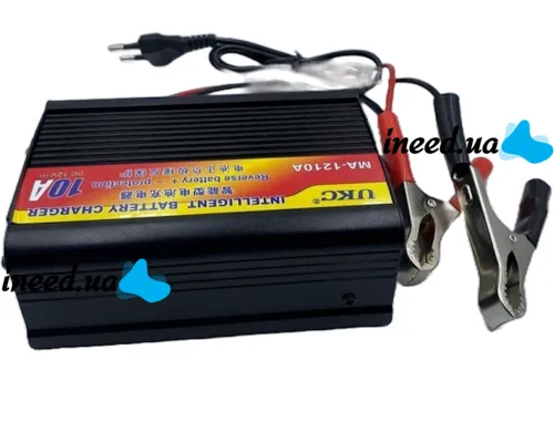 Зарядний пристрій для акумулятора UKC Battery Charger 12v 10A MA-1210A з вбудованим амперметром, Зарядка для акумуляторів авто і мото Чорний