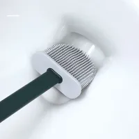Toilet brush with a flexible silicone flat brush for cleaning the toilet bowl NJ-497 Green with wall mounting, hinged brush 10 x 4.5 x 36 cm