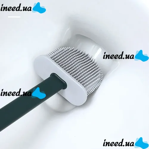 Toilet brush with a flexible silicone flat brush for cleaning the toilet bowl NJ-497 Green with wall mounting, hinged brush 10 x 4.5 x 36 cm