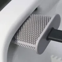 Toilet brush with a flexible silicone flat brush for cleaning the toilet bowl NJ-497 Green with wall mounting, hinged brush 10 x 4.5 x 36 cm