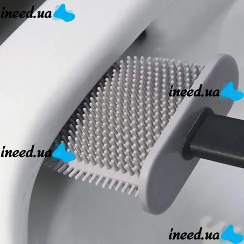 Toilet brush with a flexible silicone flat brush for cleaning the toilet bowl NJ-497 Green with wall mounting, hinged brush 10 x 4.5 x 36 cm