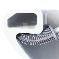 Toilet brush with a flexible silicone flat brush for cleaning the toilet bowl NJ-497 Blue with wall mounting, hinged brush 10 x 4.5 x 36 cm
