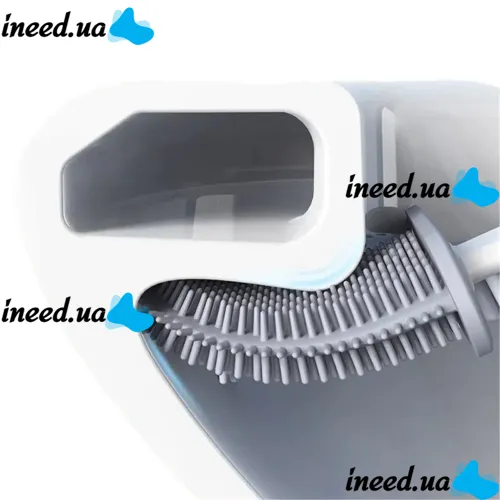 Toilet brush with a flexible silicone flat brush for cleaning the toilet bowl NJ-497 Blue with wall mounting, hinged brush 10 x 4.5 x 36 cm