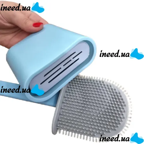 Toilet brush with a flexible silicone flat brush for cleaning the toilet bowl NJ-497 Blue with wall mounting, hinged brush 10 x 4.5 x 36 cm