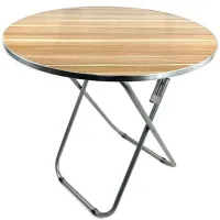 Tourist Folding Round Table Round Folding Table 60x70 cm for Picnic, Folding Aluminum MDF Table for Camping and Garden Brown