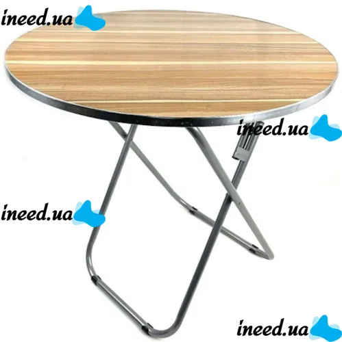 Tourist Folding Round Table Round Folding Table 60x70 cm for Picnic, Folding Aluminum MDF Table for Camping and Garden Brown