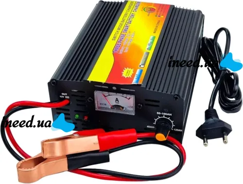Зарядний пристрій для акумулятора UKC Battery Charger 12v 10A MA-1210A з вбудованим амперметром, Зарядка для акумуляторів авто і мото Чорний