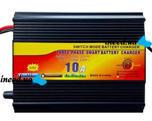 Зарядний пристрій для акумулятора UKC Battery Charger 12v 10A MA-1210A з вбудованим амперметром, Зарядка для акумуляторів авто і мото Чорний