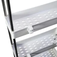 Напольная узкая полка органайзер Bathroom Rack XYX-2020 на 4 яруса для кухни и ванной на колесиках 40x22,5x90 см, Этажерка MAG-740 4 уровня Белая