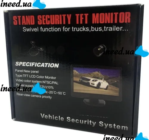 Монитор автомобильный TFT LCD экран 4,3” Дисплей LCD 4.3' для камеры заднего вида в автомобиль, Автомонитор на ножке Дисплей 320х240 в машину Черный