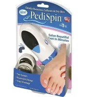 Electric pumice stone Pedi Spin Pro Pedi Spin for removing roughened skin of feet and heels, Foot cleaning device with replaceable nozzles Pedispin White
