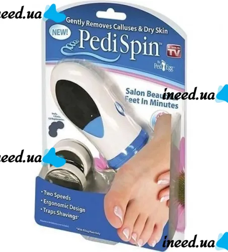 Electric pumice stone Pedi Spin Pro Pedi Spin for removing roughened skin of feet and heels, Foot cleaning device with replaceable nozzles Pedispin White