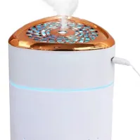 Ультразвуковой увлажнитель воздуха ночник Happy Home Heavy Fog Humidifier с RGB подсветкой 1000мл, Аромадиффузор мини диффузор от USB Бело-золотой