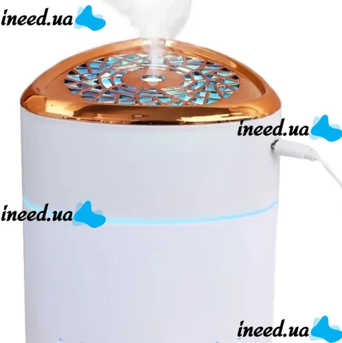 Ультразвуковой увлажнитель воздуха ночник Happy Home Heavy Fog Humidifier с RGB подсветкой 1000мл, Аромадиффузор мини диффузор от USB Бело-золотой