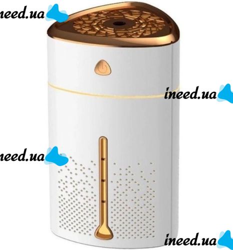 Ультразвуковой увлажнитель воздуха ночник Happy Home Heavy Fog Humidifier с RGB подсветкой 1000мл, Аромадиффузор мини диффузор от USB Бело-золотой