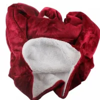 Hoodie Huggle Hoodie Ultra Plush Blanket Burgundy 2in1 Unisex Oversize Hoodie Plush Plaid with Fleece Sleeves 74X110 cm Red