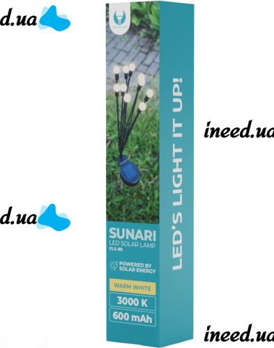 Вуличний садовий світильник Solar Sunari Lamp FLS-89 Світлячок 10 LED на сонячній батареї теплий білий, Ландшафтний ліхтар 72 см для саду