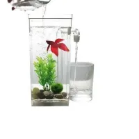 Самоочисний Акваріум My Fun Fish 2 л з LED підсвічуванням 12x12x25 см, квадратний, маленький акриловий наноакваріум з системою самоочищення для рибок