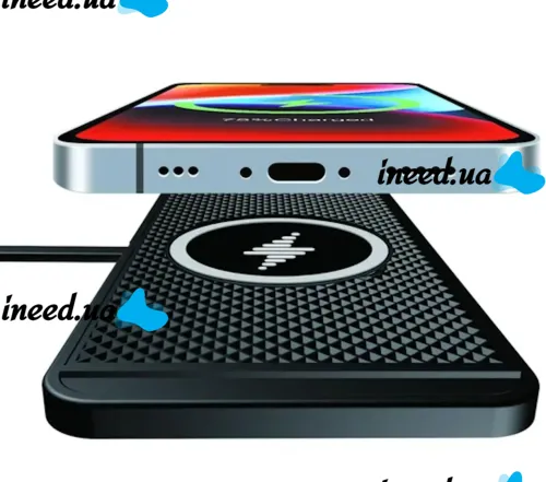 Автомобільна бездротова зарядка Car Wireless Pad C1 15W для зарядки телефону, силіконовий зарядний килимок в авто з антиковзаючим покриттям чорний