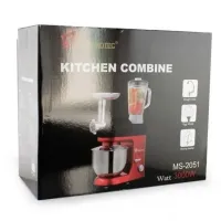 Domotec MS-2051 Desktop Food Processor 4 in 1 Mixer 3000W Dough Mixer with 6.5L Bowl for Kneading Dough, Kitchen Meat Grinder Blender Red