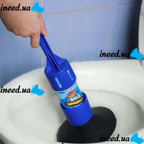 Універсальний вантуз Plumber's Kit Hero для прочищення унітазу і каналізаційних труб з довгою ручкою, Набір для чищення раковини з аерозолем Синій