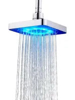 Светодиодная квадратная насадка лейка для верхнего душа Shower head AND XL-902 с LED RGB подсветкой, Душевая насадка-лейка с датчиком температуры