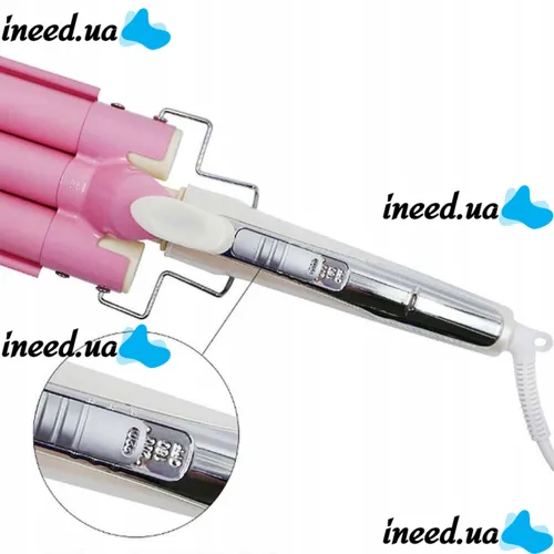 Professional triple curling iron Sonar F-13 30W for curling curls, Tongs 3 waves for styling and curling hair 3 modes with tourmaline coating