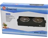 Настольная спиральная электрическая плита на две конфорки Domotec MS-5532 1000W, Двухконфорочная электроплита с широкой спиралью и термостатом Черный